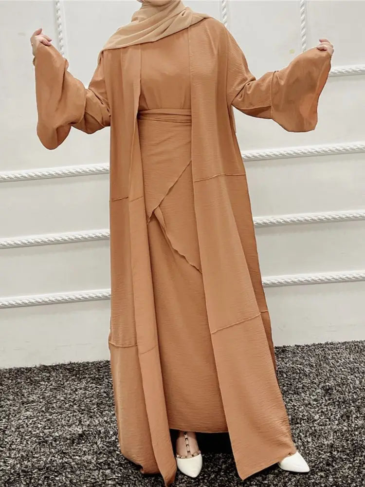 3 Piece Abaya Dubai Islam Turkey Bangladesh Muslim Sets Hijab Modest Dress Kaftans For Women Robe Femme Ensembles Musulmans