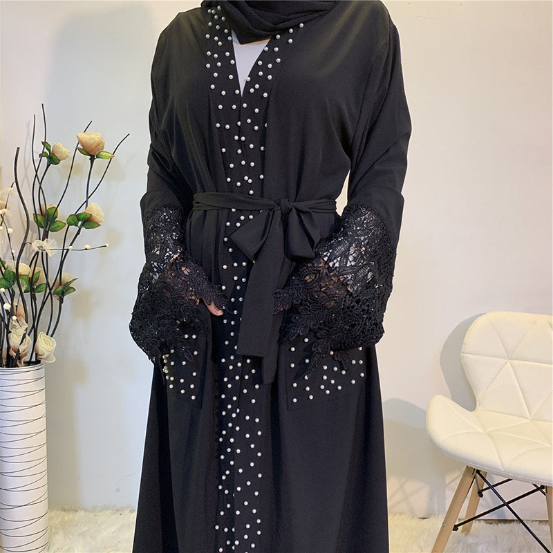 Beaded Lace Kimono Abaya