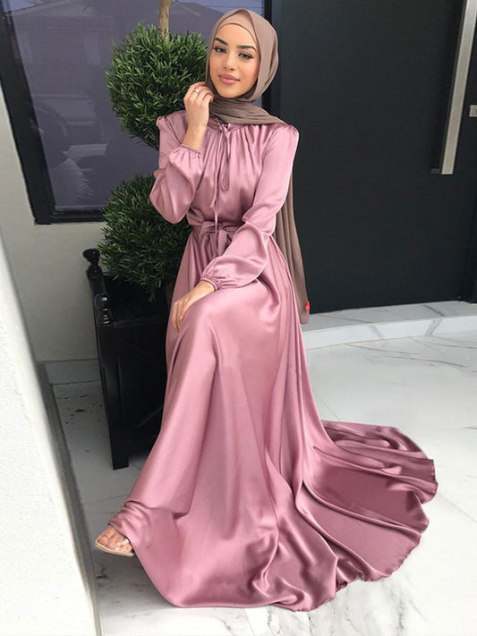 Zar's Satin Belted Abaya Dress