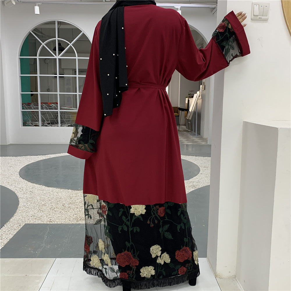Arasea Lace Sleeve & Bottom Open Abaya